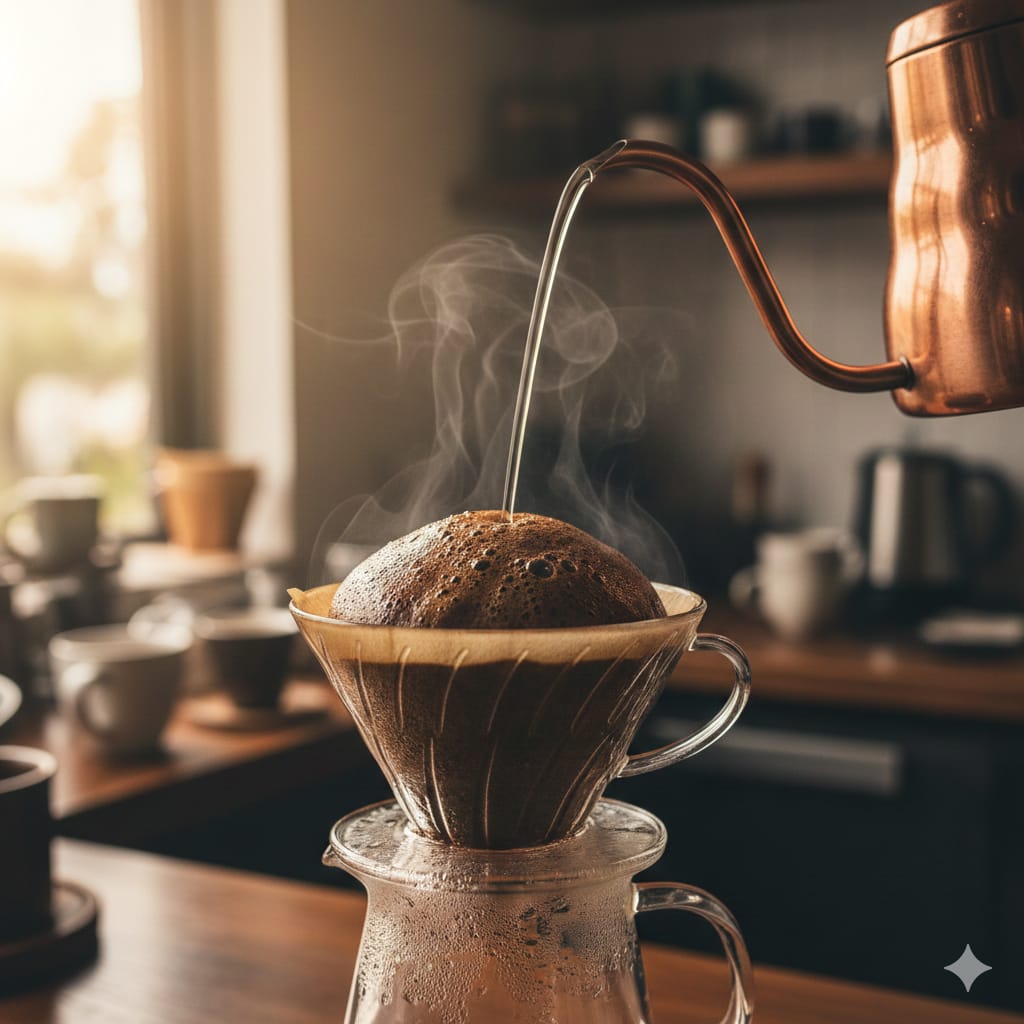 コーヒー ハンドドリップ 蒸らし 膨らみ