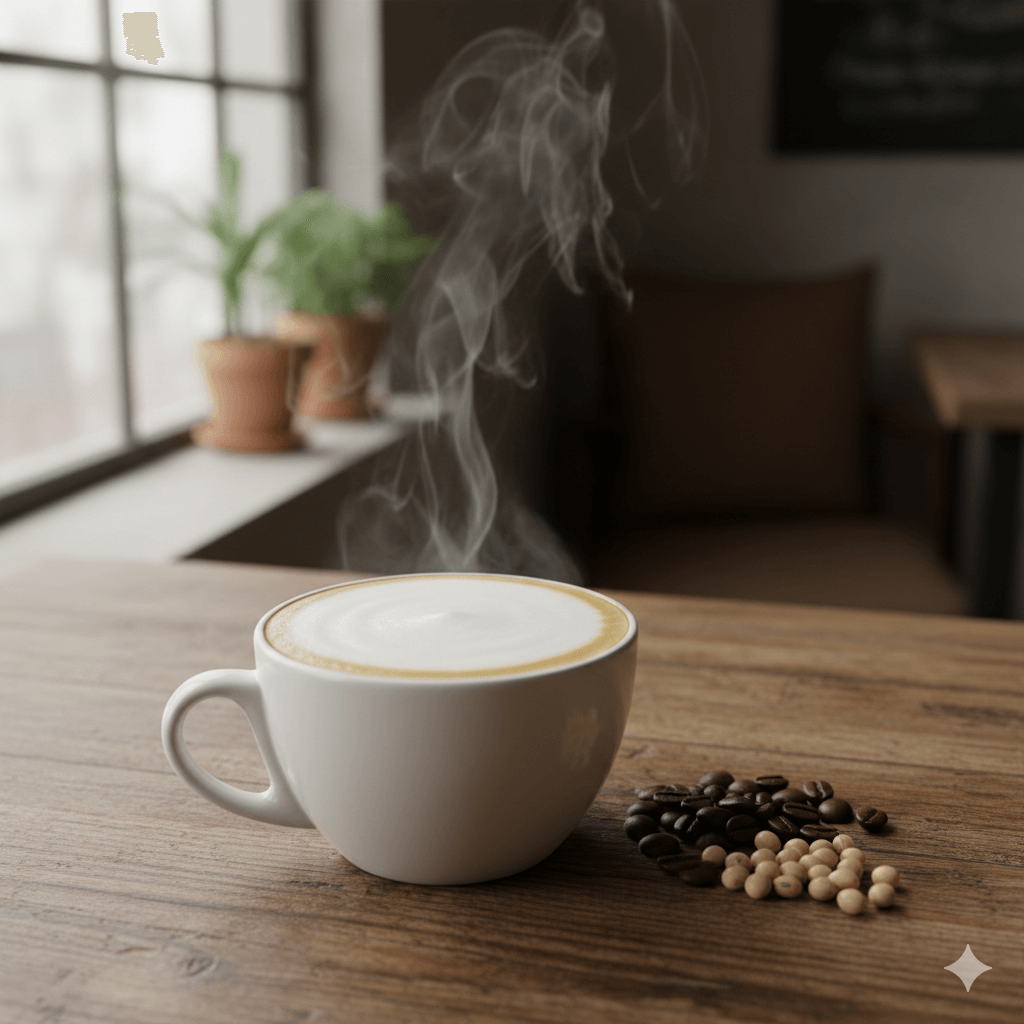 コーヒーと豆乳が分離していない滑らかなホットソイラテ