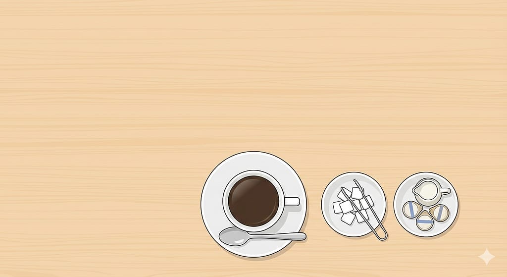 コーヒー、砂糖、ミルクの理想的な配置関係をお客様視点で明確にする