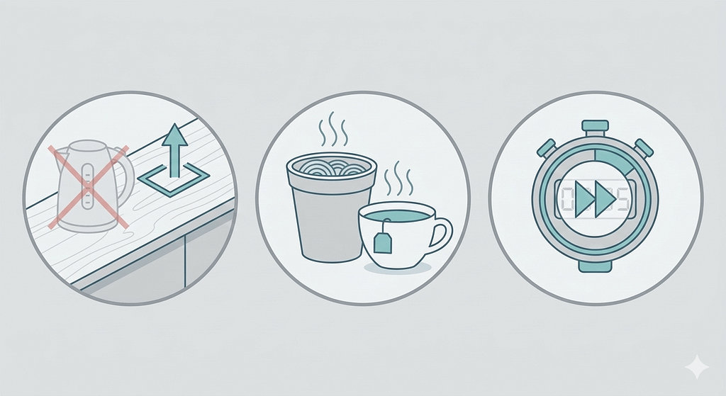 コーヒーメーカーを電気ケトル代わりに使うメリット（省スペース・カップラーメン等への利便性・時短）