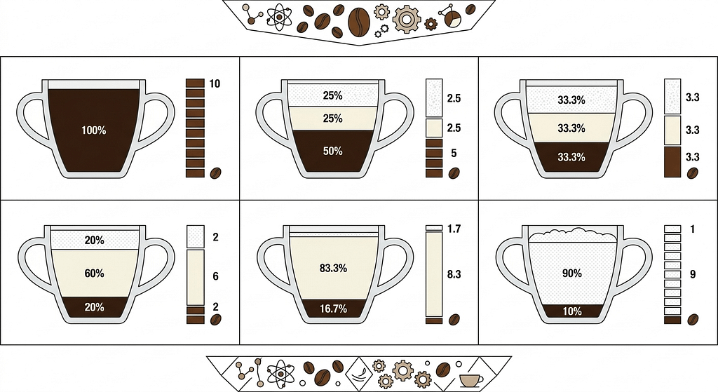 エスプレッソとドリップの違い・ミルクの割合でわかるカフェメニューの構造図