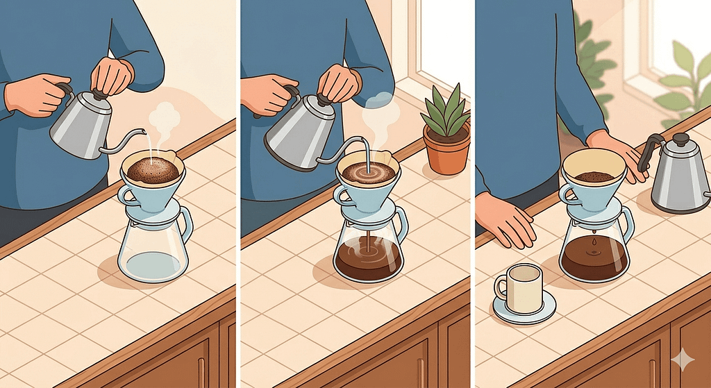 初心者でも失敗しないハンドドリップコーヒーの基本の淹れ方3ステップ