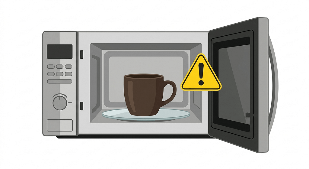電子レンジでコーヒーを温め直す際の突沸の注意喚起