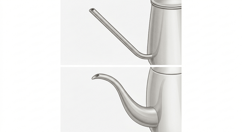 ドリップポットの注ぎ口の形状の違い（細口タイプと鶴口タイプ）