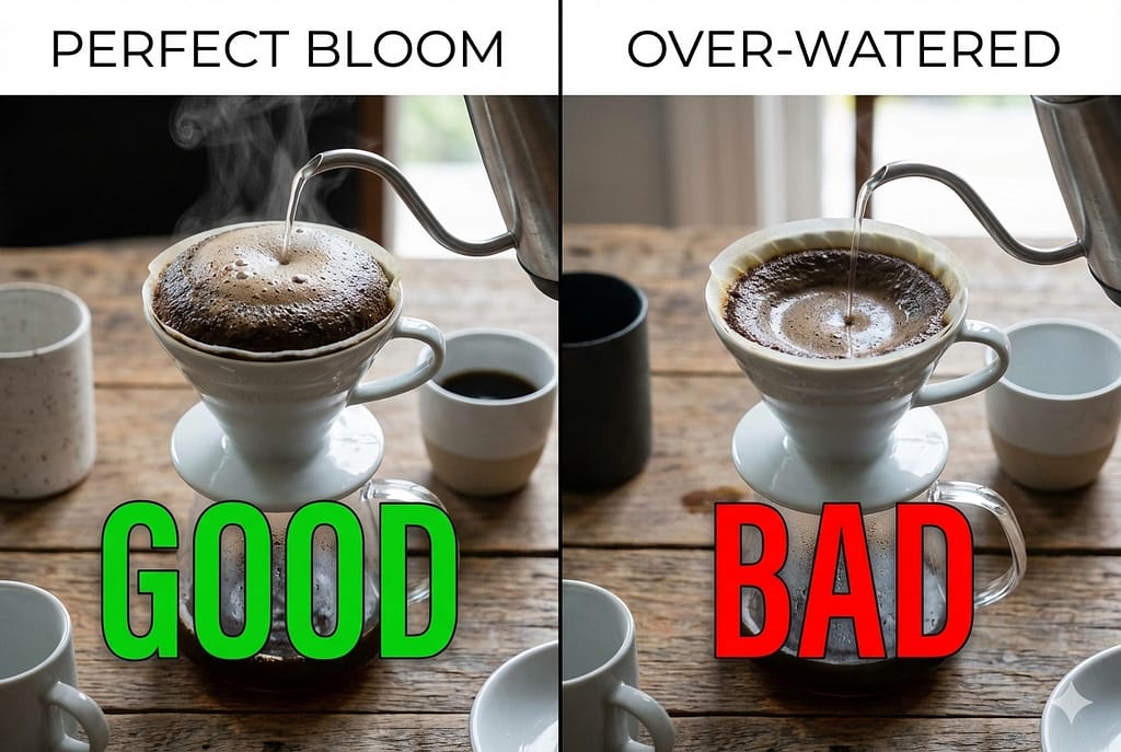 コーヒー 蒸らし 成功 失敗 比較 画像