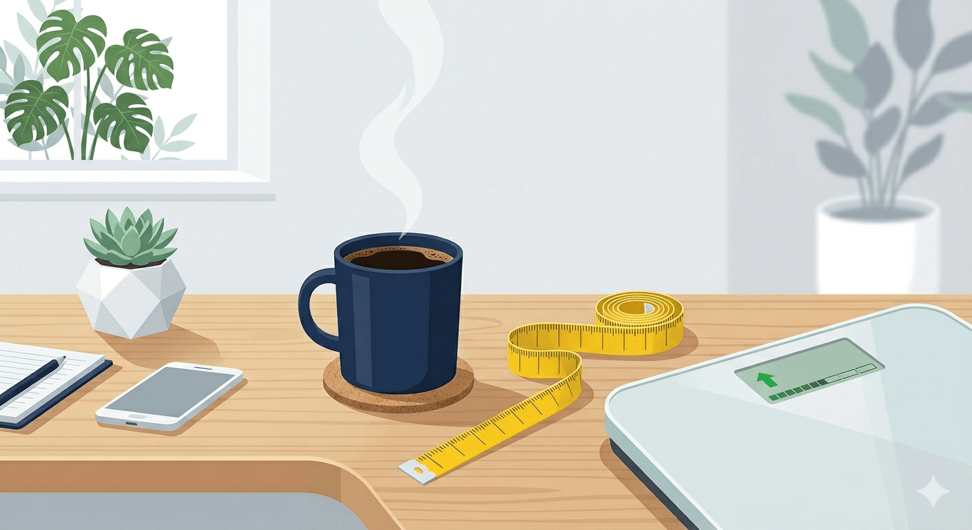 ダイエット中のコーヒーは太らない？カロリーと健康的なライフスタイルのイメージ