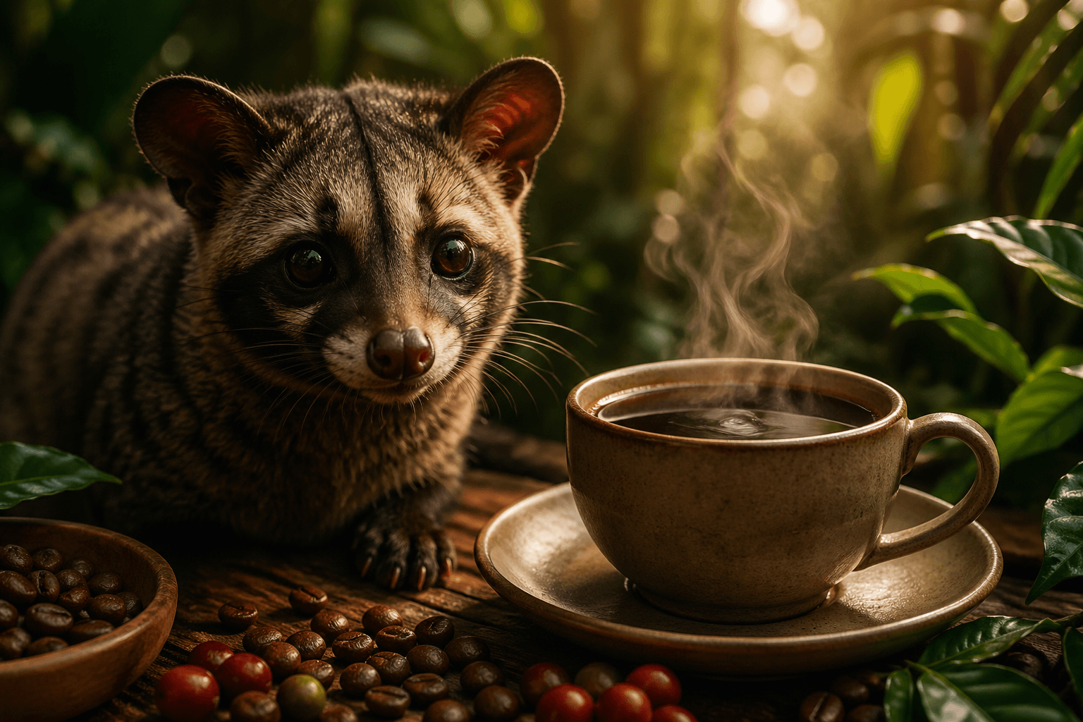 ジャコウネコと最高級コーヒー「コピルアク」のイメージ
