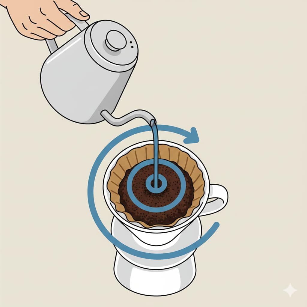 ハンドドリップ 注ぎ方 のの字 蒸らし コツ