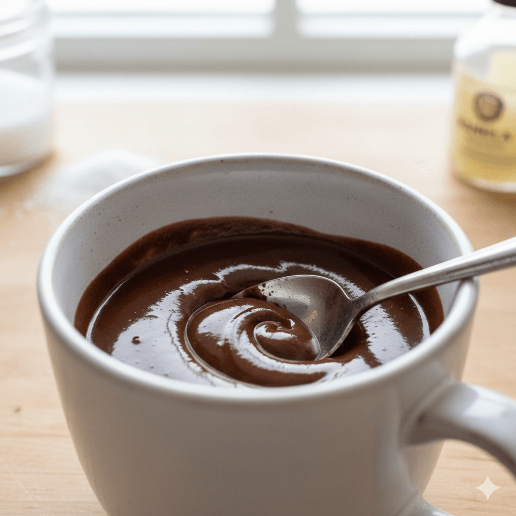 カフェモカの作り方のコツ:ココアパウダーを少量のお湯で練ってペースト状にする